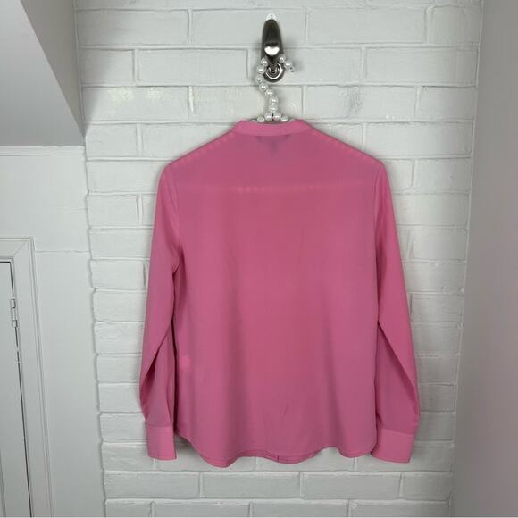 Banana Republic Pink Scallop Drapey Classic Button Down Blouse Shirt Size XSP - Picture 8 of 8